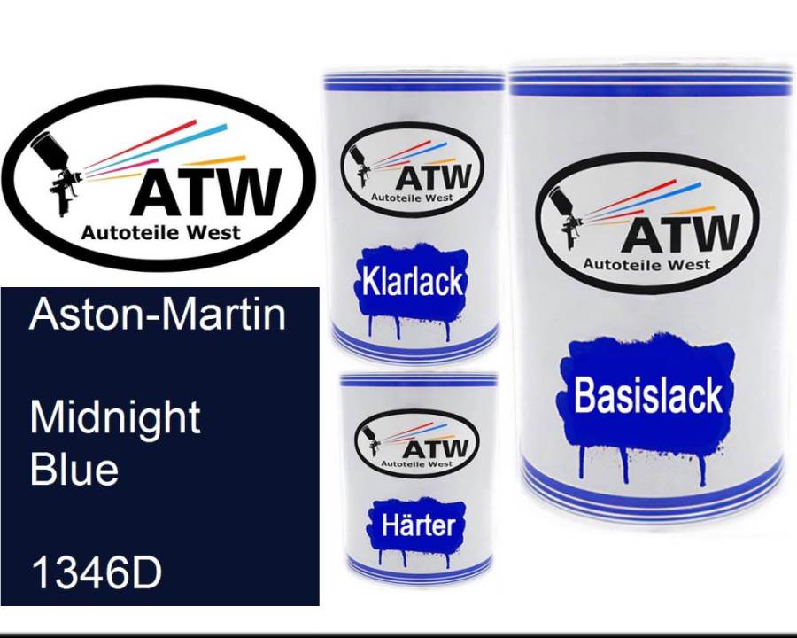 Aston-Martin, Midnight Blue, 1346D: 500ml Lackdose + 500ml Klarlack + 250ml Härter - Set, von ATW Autoteile West.